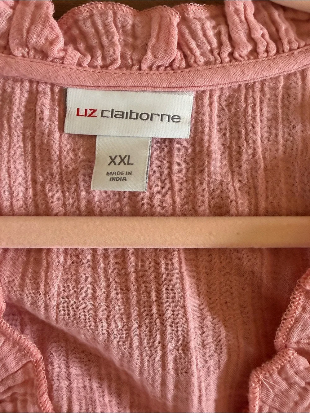 Liz Claiborne Soft Pink Ruffle V-Neck Sleeveless Blouse 2X